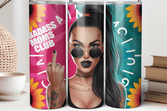 20oz Attitude Moms Club Tumbler Wrap PNG Graphics