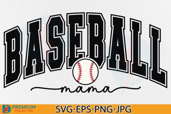 Baseball Mama SVG, Retro Varsity Mom PNG Graphics and T-Shirt Designs