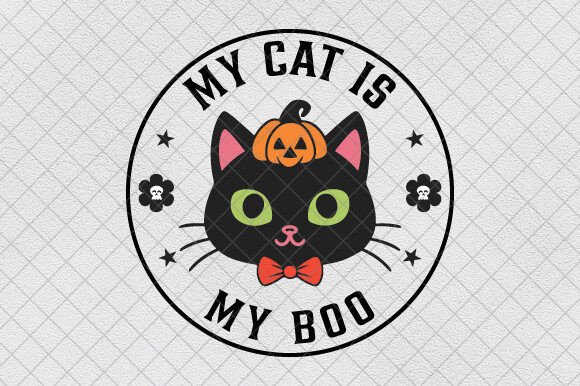 My Cat is My Boo Ghost Halloween Cat PNG Graphics and T-Shirt Designs
