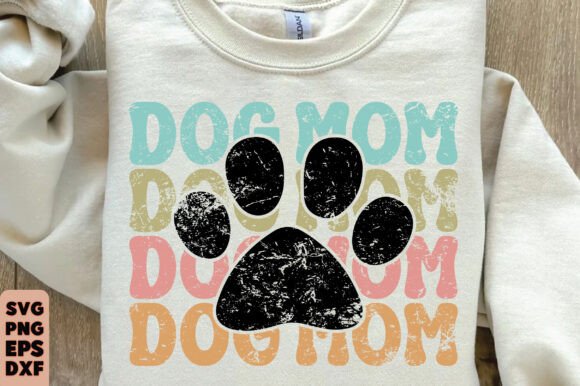 Retro Dog Mom PNG, Leopard Paw SVG Graphics and T-Shirt Designs