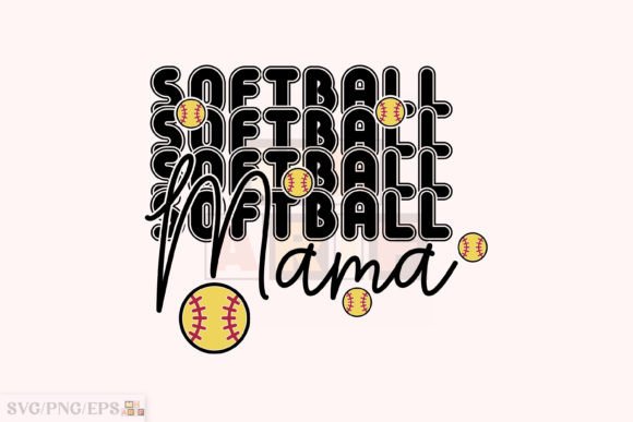 Retro Varsity Mom PNG, Softball Mama SVG Graphics and T-Shirt Designs